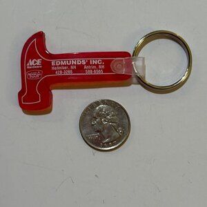 Red Plastic Hammer Key Ring Keychain Edmunds' Inc ACE Hardware New Hampshire